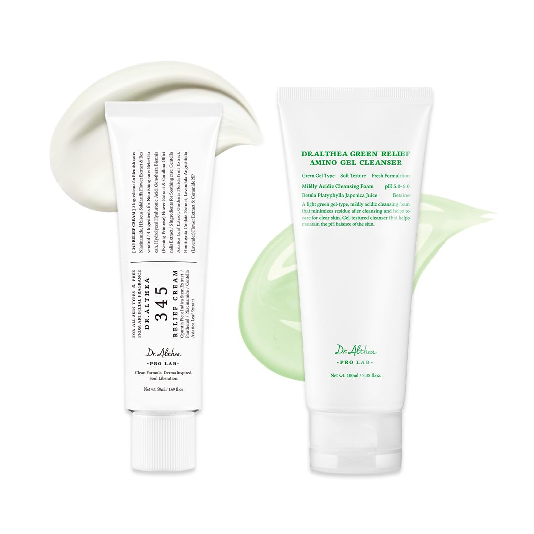 Dr. Althea Cleanser & Hydration Set | 345 Relief Cream & Green Relief Amino Gel Cleanser Bundle