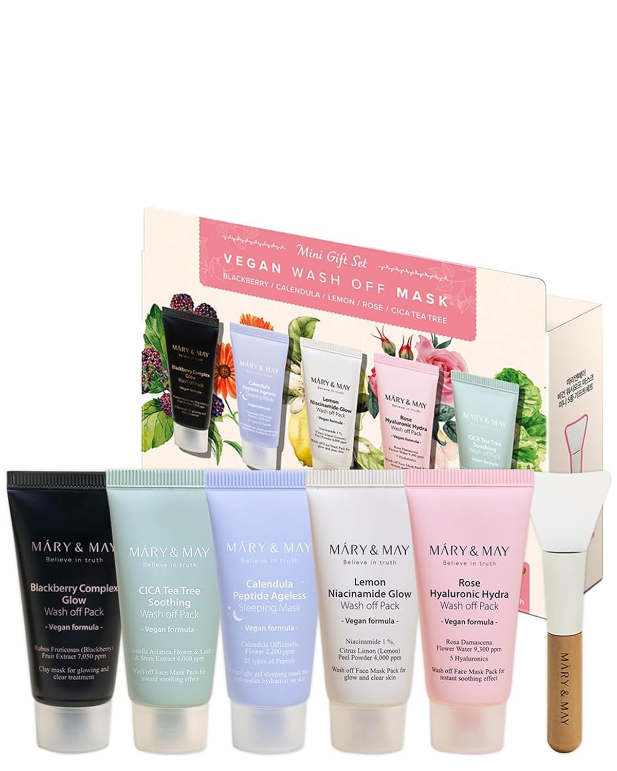 MARY&MAY Vegan Wash Off Mask Mini Gift 5pcs