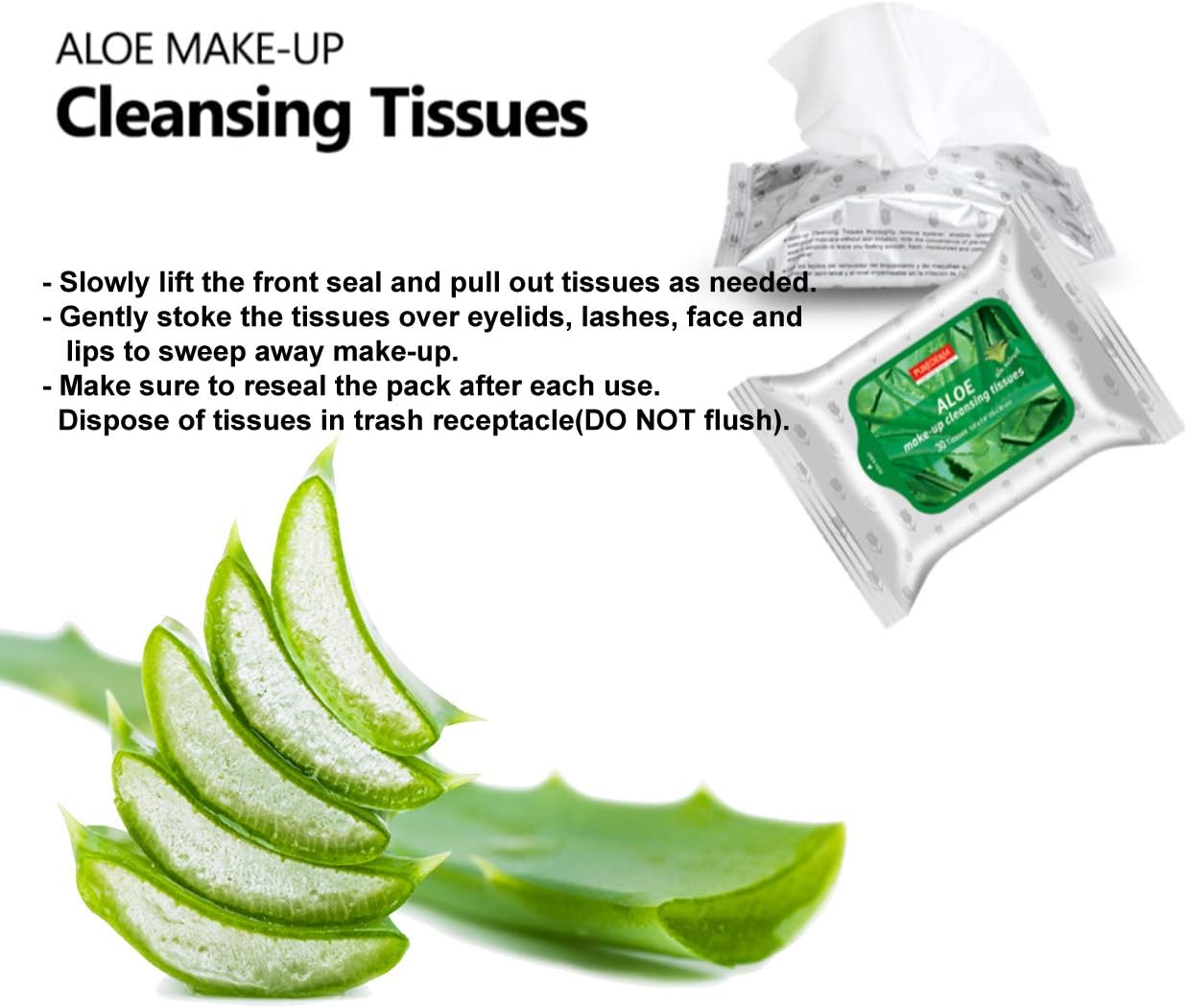 PUREDERM Natural Make-up Cleansing Tissues "Aloe"