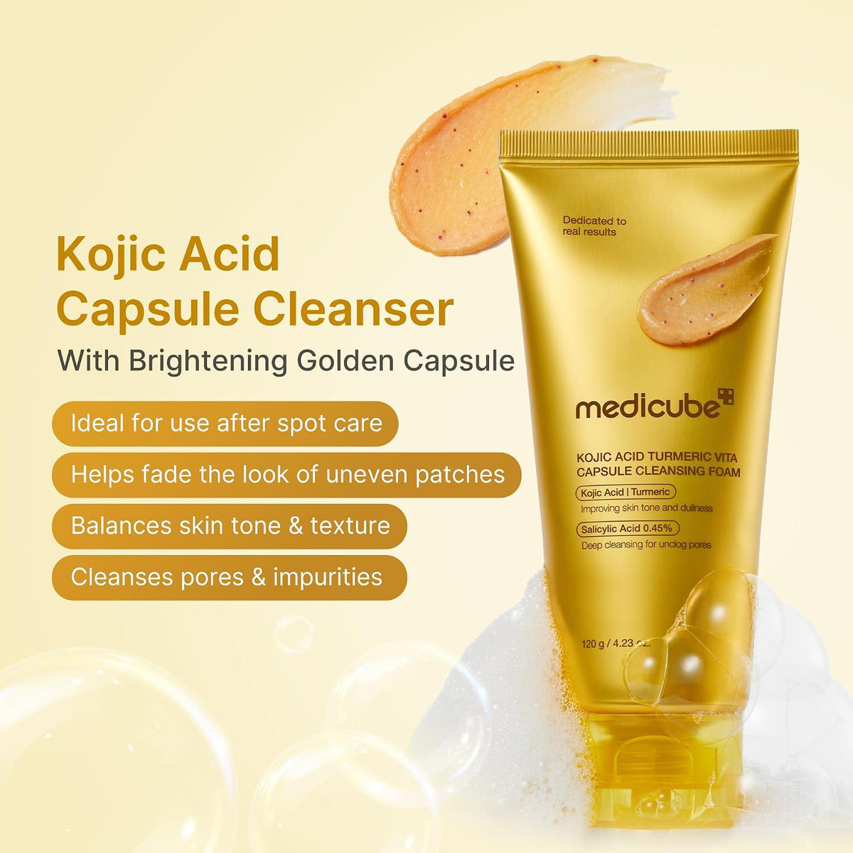 MEDICUBE Kojic Acid Turmeric Vita Capsule Cleansing Foam 120g
