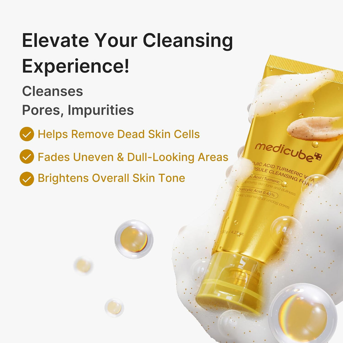 MEDICUBE Kojic Acid Turmeric Vita Capsule Cleansing Foam 120g