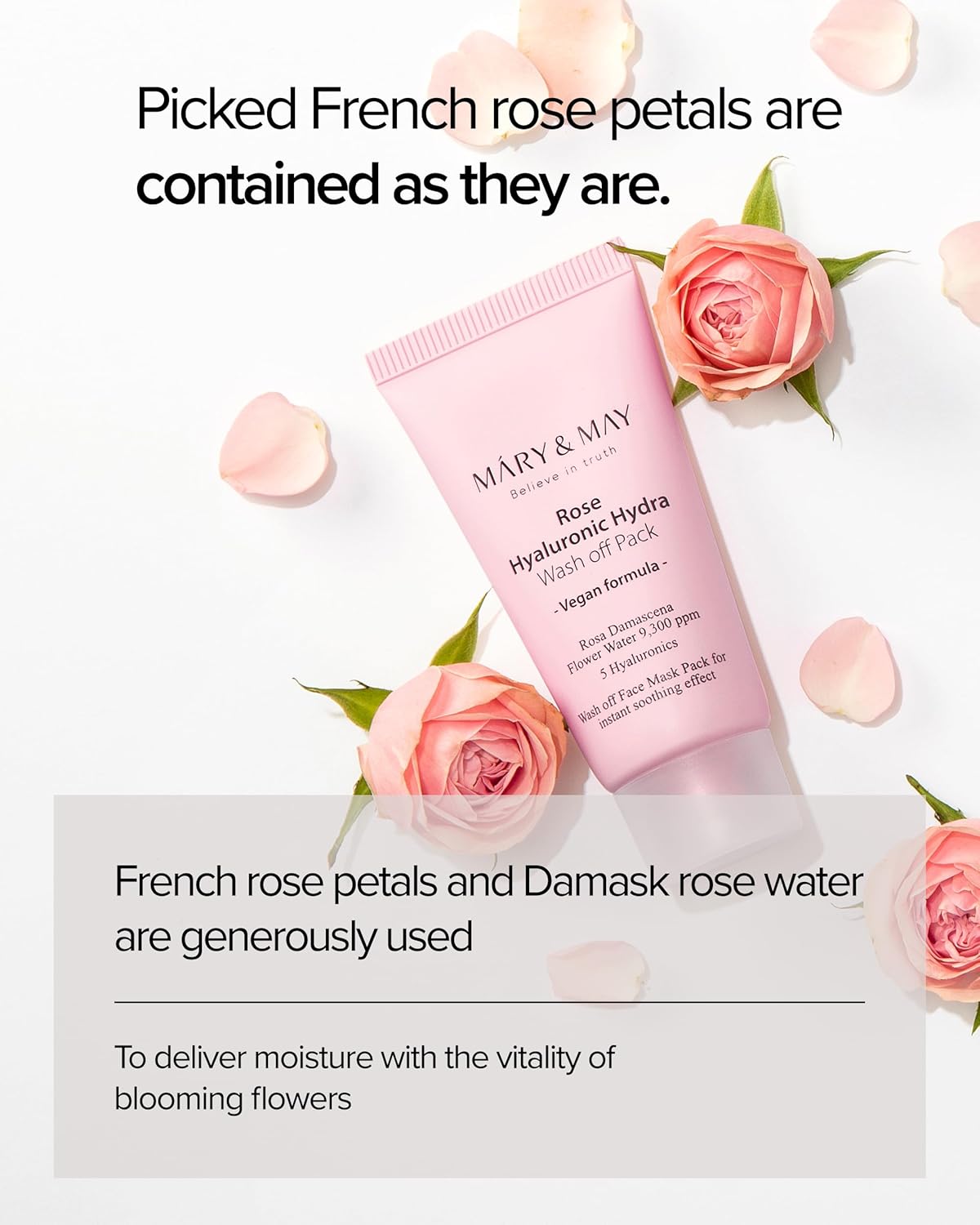 MARY&MAY Vegan Rose Hyaluronic Hydra Wash off Pack 30g