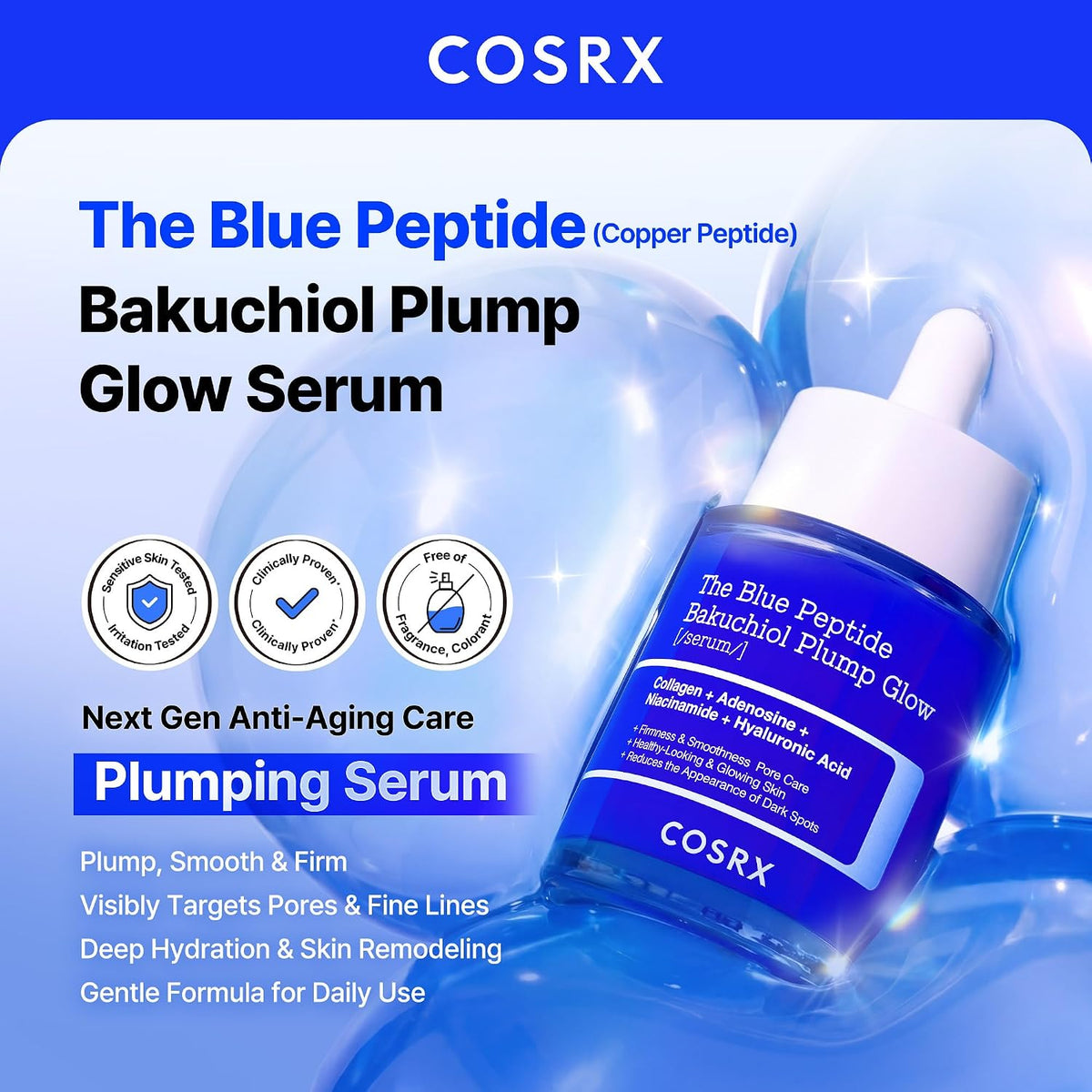 COSRX The Blue Peptide Bakuchiol Plump Glow Serum 50ml