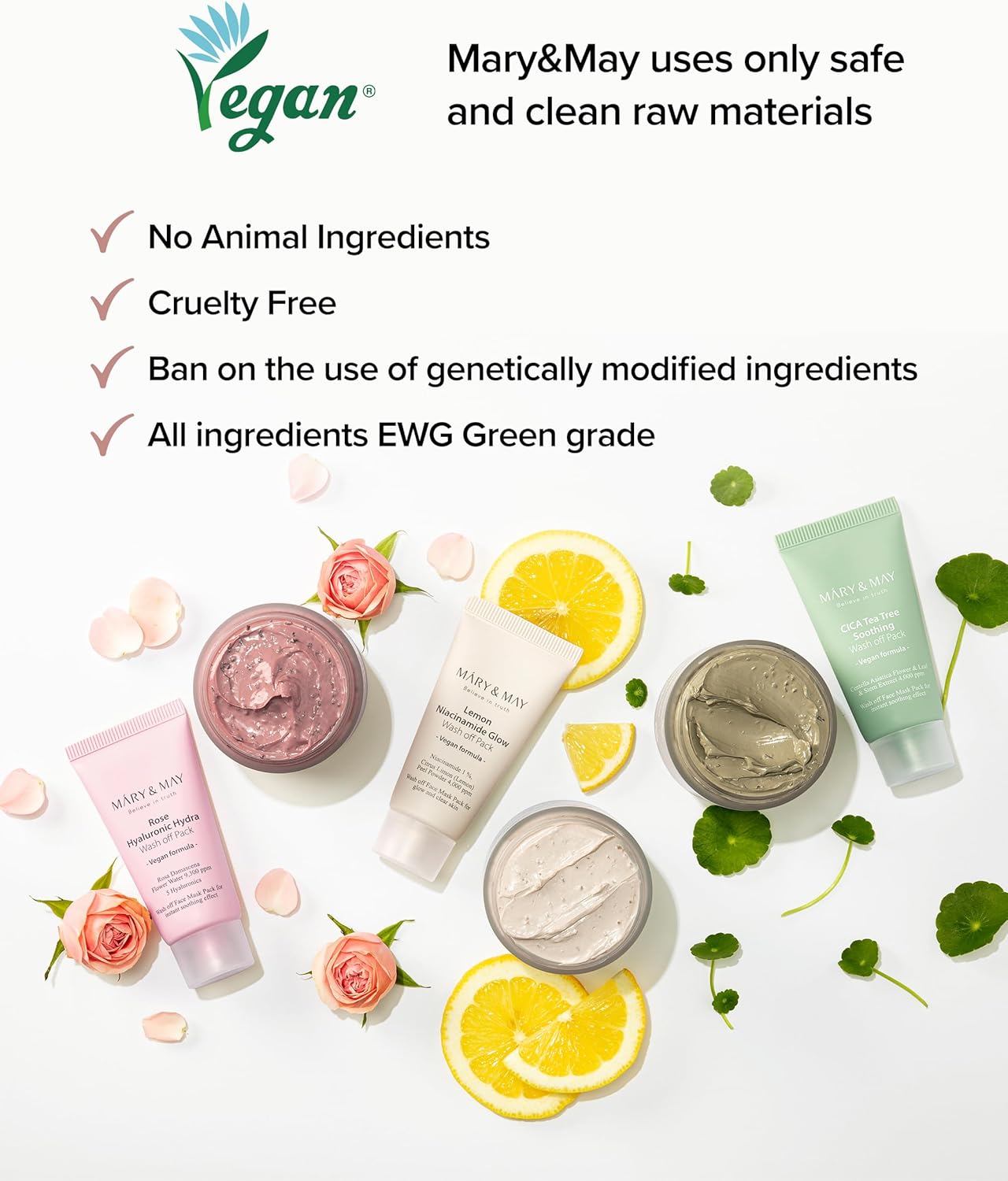 MARY&MAY Vegan Rose Hyaluronic Hydra Wash off Pack 30g