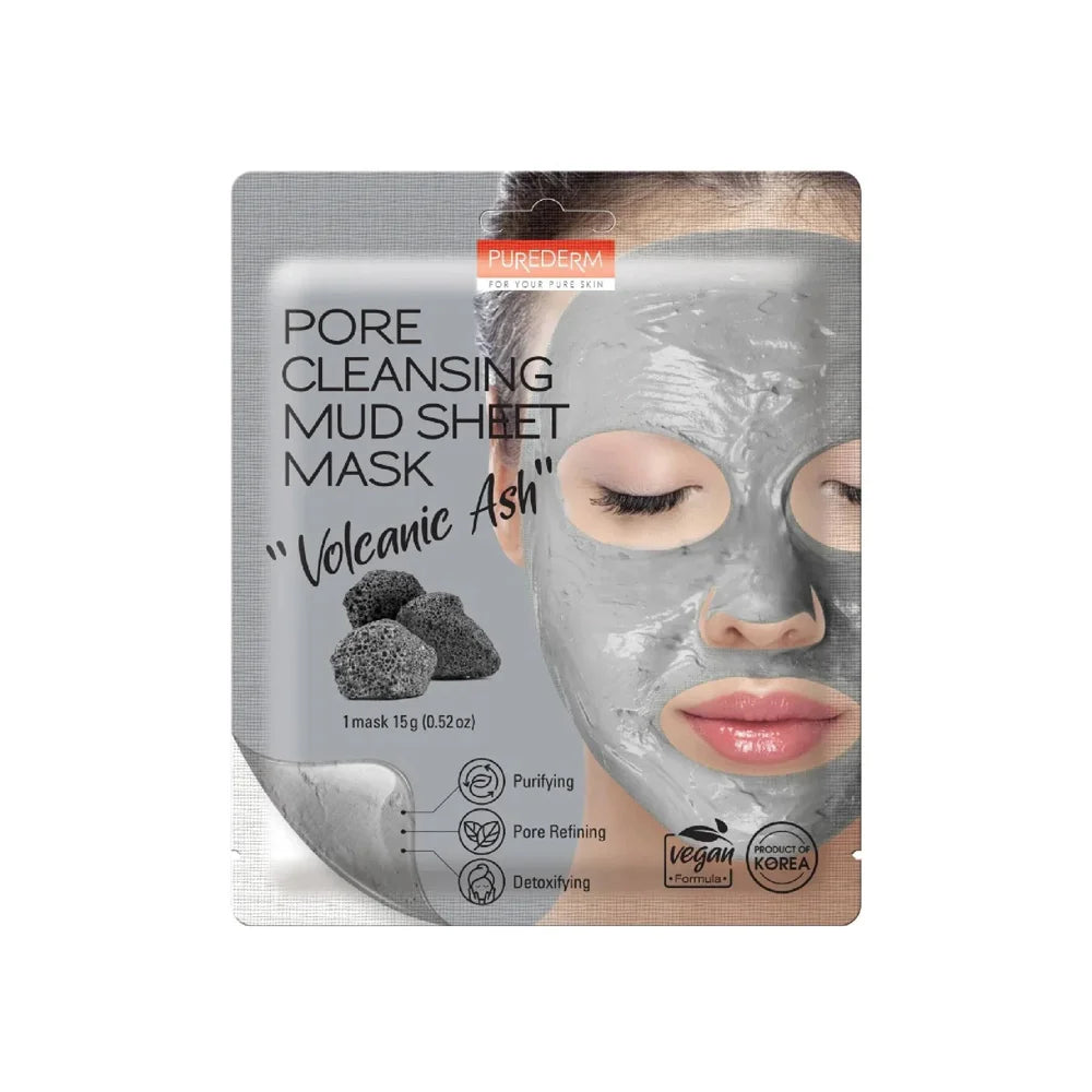 PUREDERM Pore Cleansing Mud Sheet Mask "Volcanic Ash"