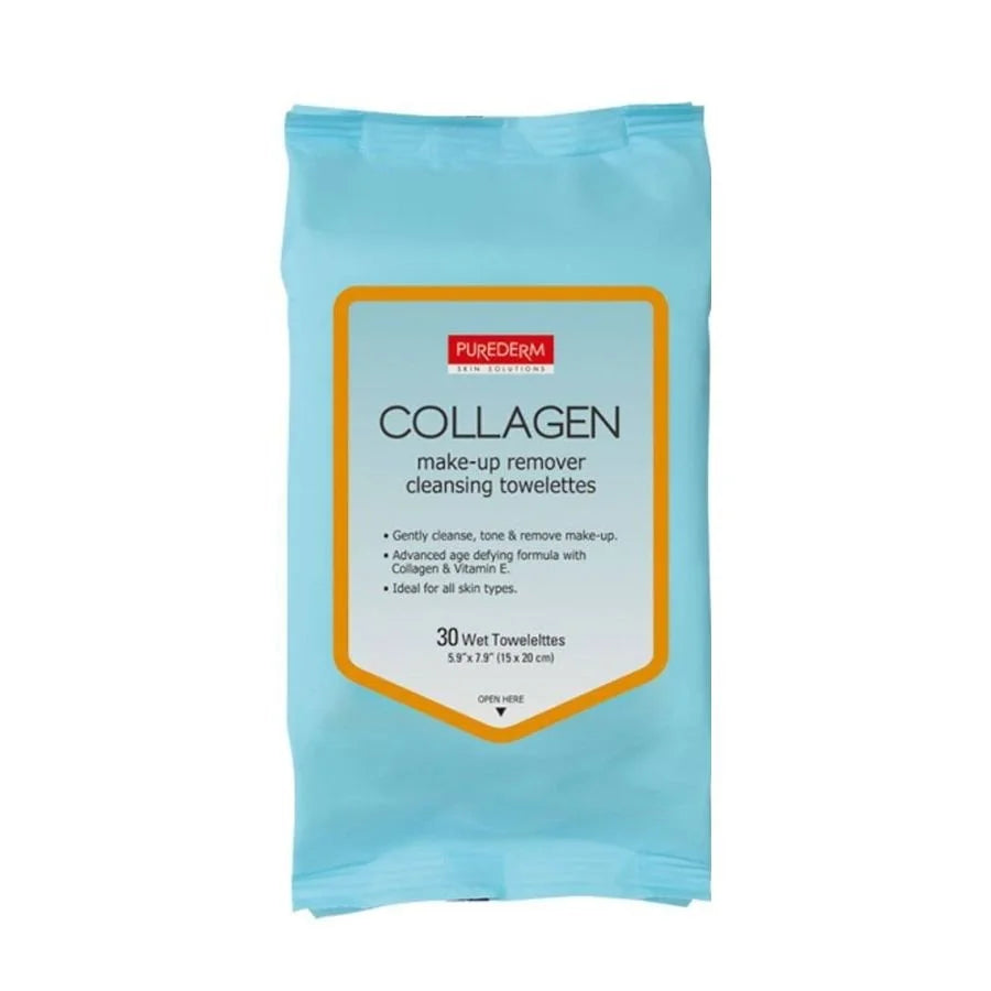 PUREDERM COLLAGEN make-up remover cleansing towelettes 30pcs