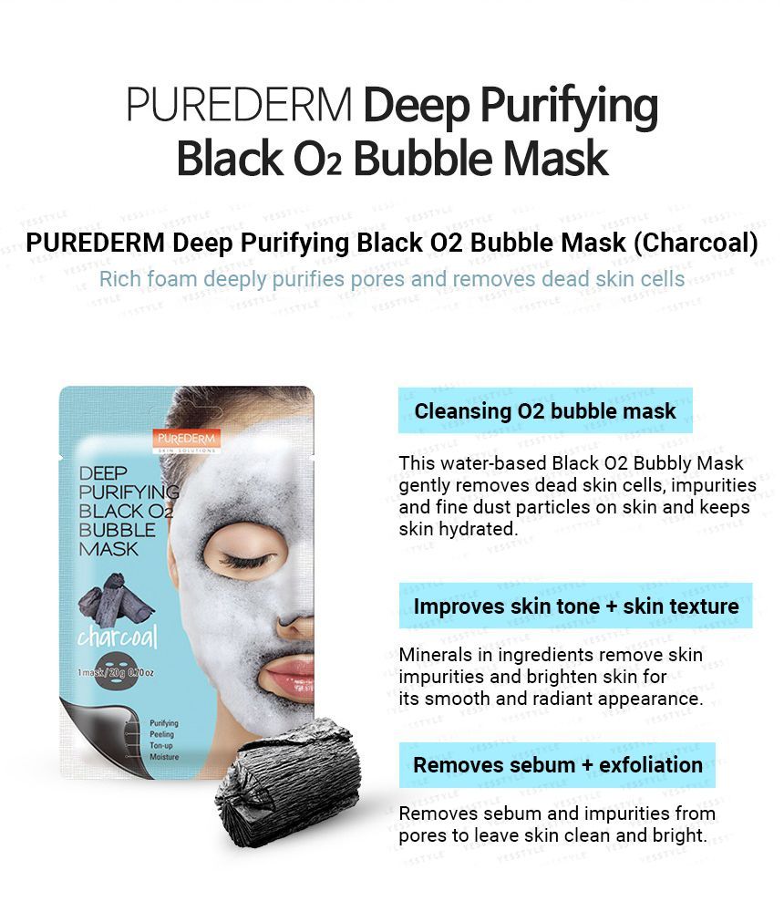 Purederm Deep Purifying Black O2 Bubble Mask - Charcoal 1Pcs
