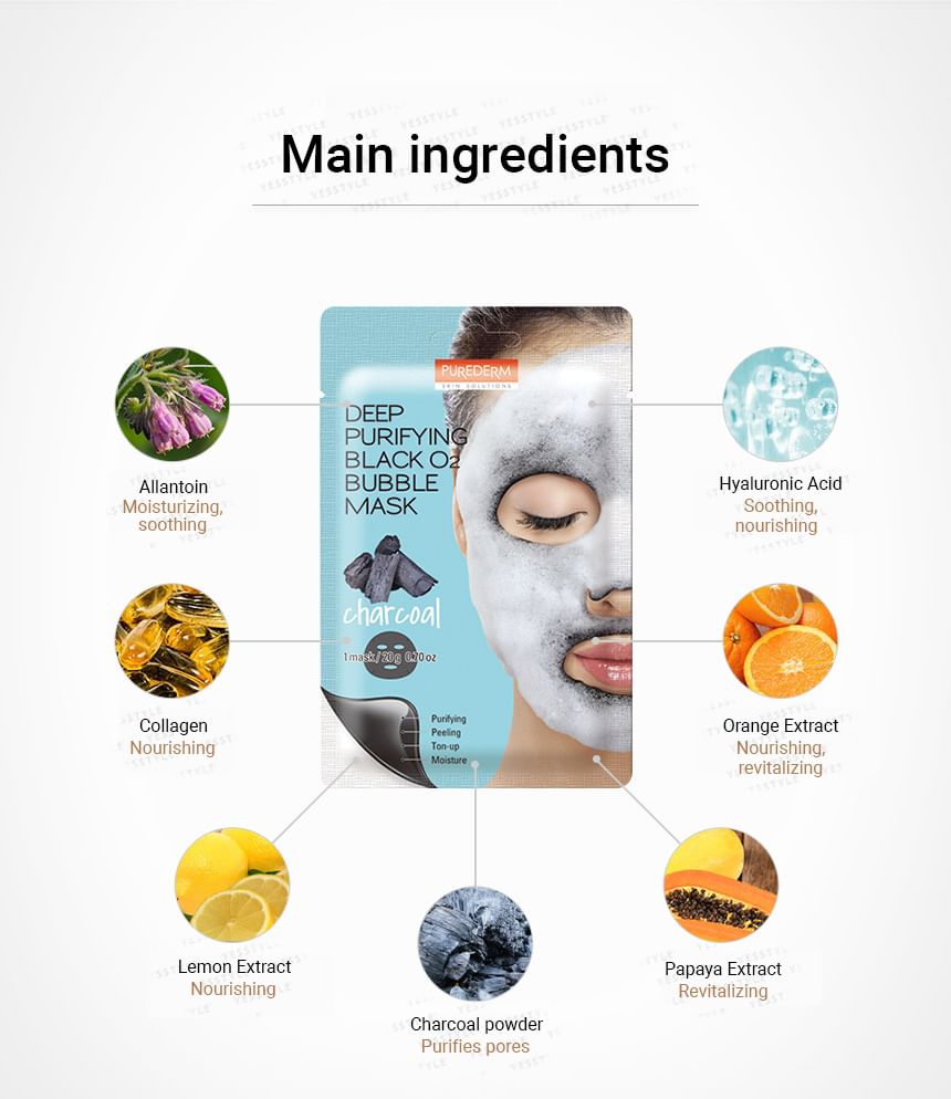 Purederm Deep Purifying Black O2 Bubble Mask - Charcoal 1Pcs