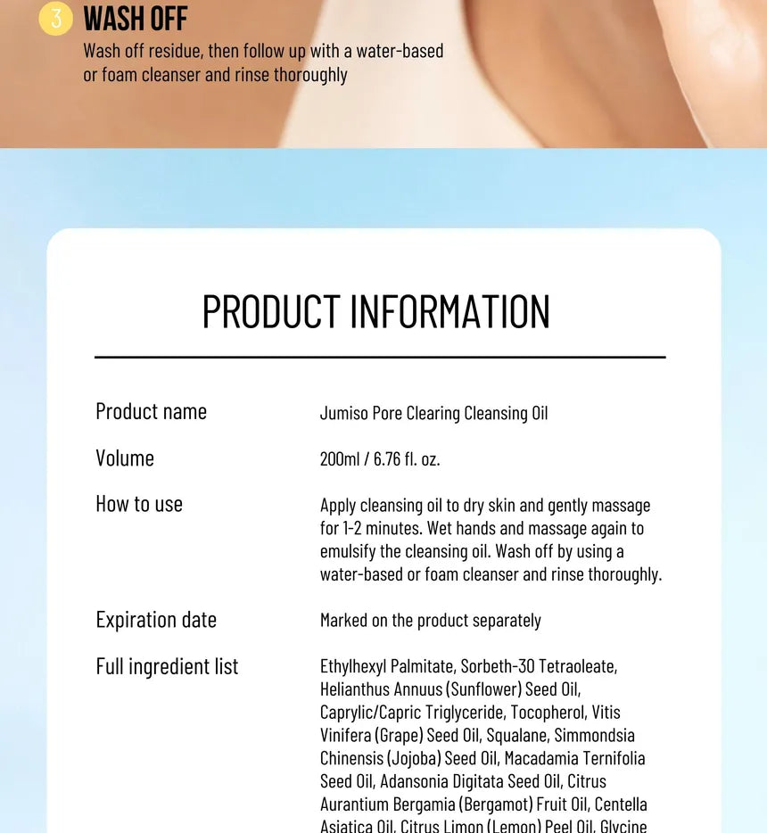 JUMISO Pore Clearing Cleansing Oil 200ml