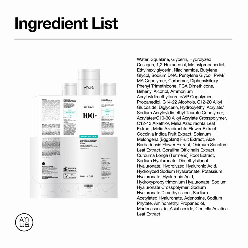 ANUA PDRN Hyaluronic Acid 100 Moisturizing Cream 60ml