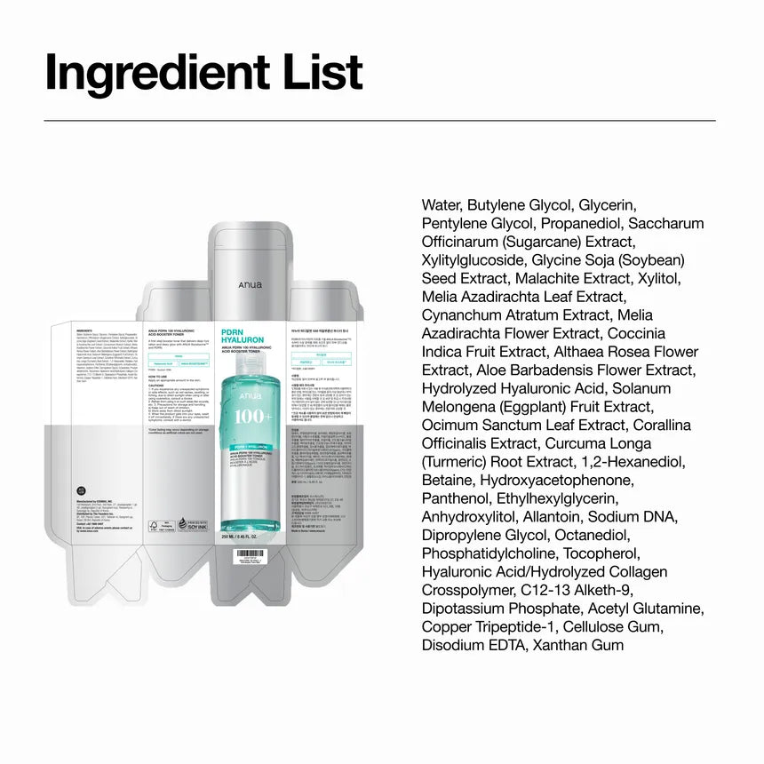 ANIUA PDRN 100 Hyaluronic Acid Booster Toner 250ml