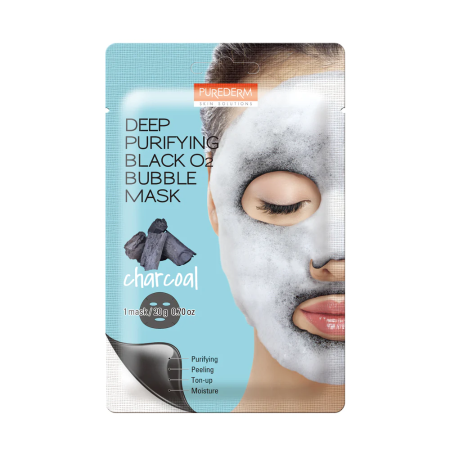 Purederm Deep Purifying Black O2 Bubble Mask - Charcoal 1Pcs