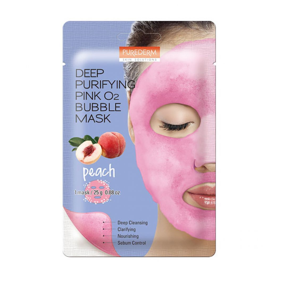 Purederm Deep Purifying Pink O2 Bubble Mask Peach 1Pcs