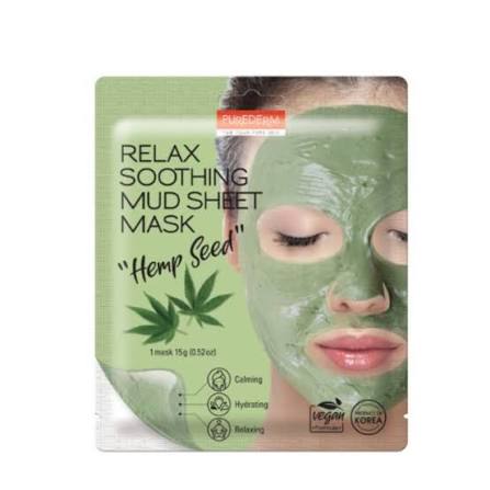 PUREDERM Relax Soothing Mud Sheet Mask "Hemp Seed"