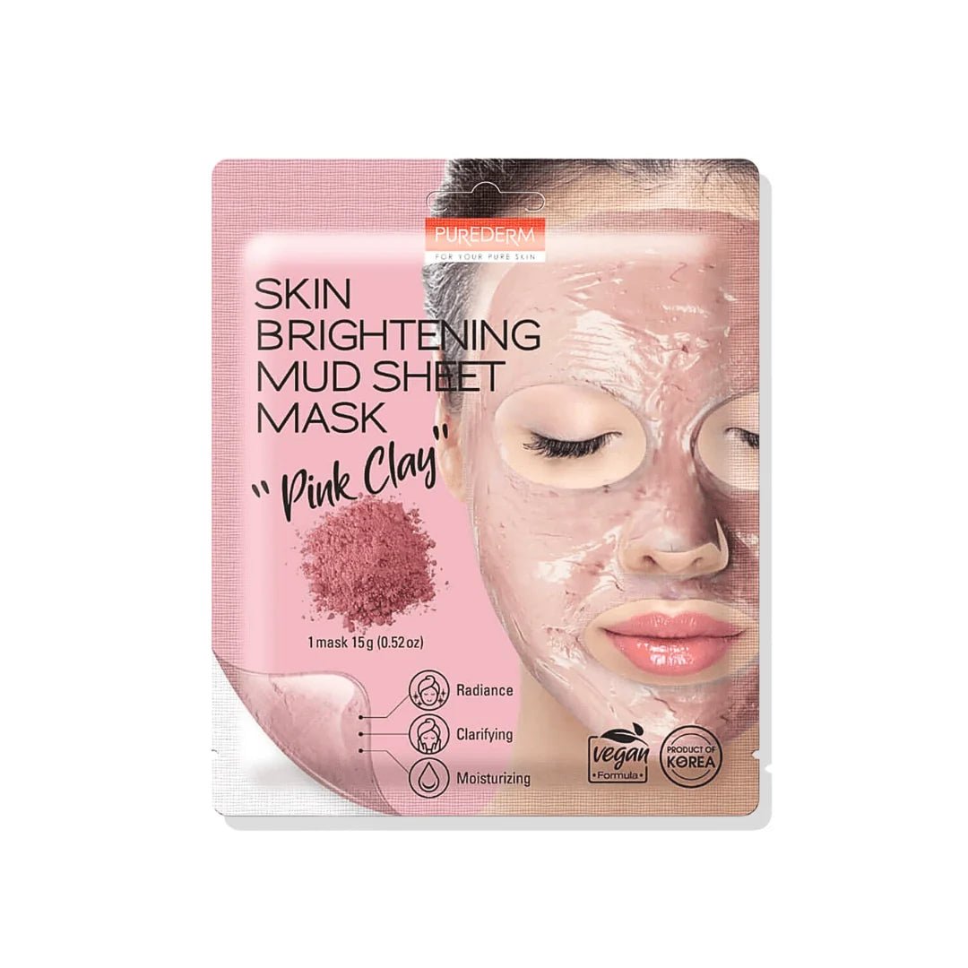 PUREDERM Skin Brightening Mud Sheet Mask "Pink Clay"