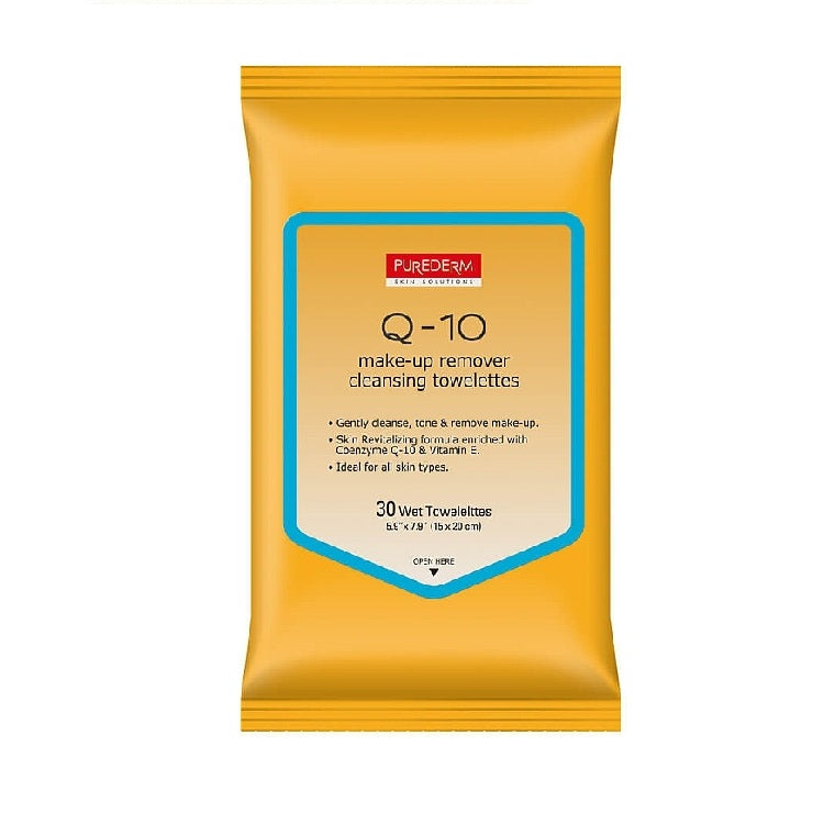 PUREDERM Q-10 make-up remover cleansing towelettes 30pcs